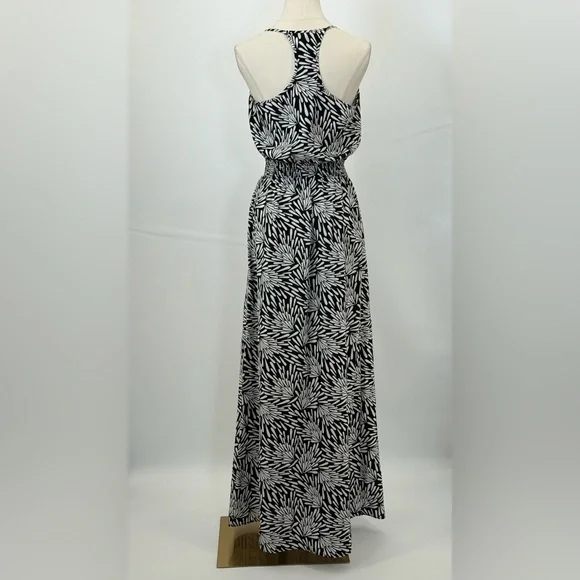 NWT Banana Republic Black White Leaf Print Maxi Dress Sz 4 Sleeveless Racerback - Picture 5 of 13